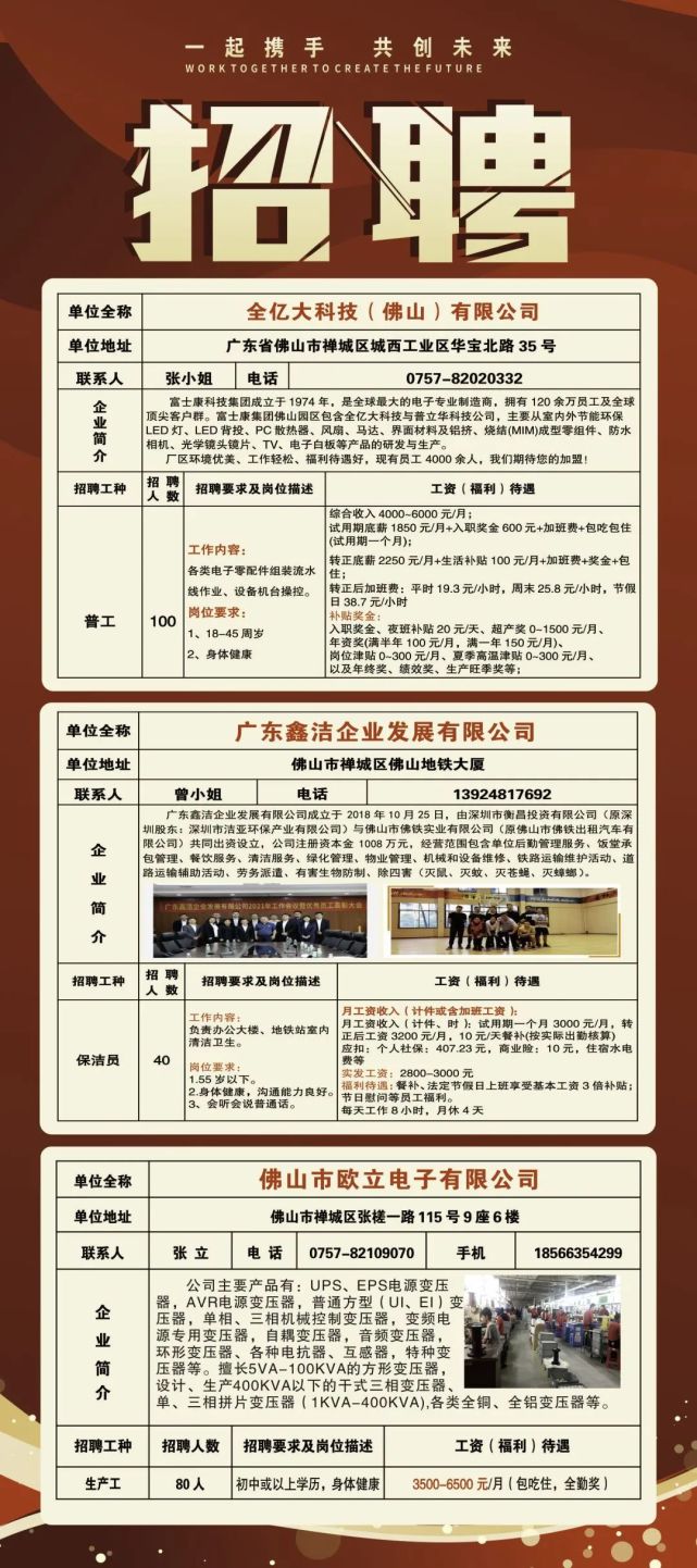 顺德伦教永丰最新招聘